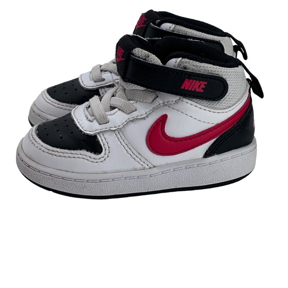 Nike Court Borough Mid White/Black/Red Toddler Size 5C - Picture 3 of 6